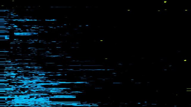 Abstract electric blue datamosh glitch with heavy horizontal smearing and digital distortion looping on black background. Pairs with trippy psychedelic and EDM aesthetic for music video transition.