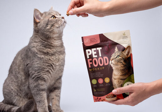 Cat Treat Stand Up Pouch Packaging Mockup