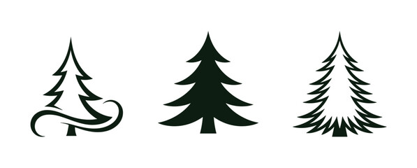 Obraz premium Collection of Christmas Trees: A set of three stylized Christmas trees, each with a unique design, representing holiday spirit and winter celebration.