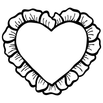 Hand drawn ruffled heart frame doodle decorative heart border love icon vector