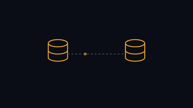 Data transfer animation between two servers, network connection concept 4k
