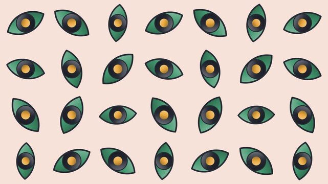 Seamless leaf pattern loop in cream, green, black - decorative animated 4K motion background for video editing, social media and presentation