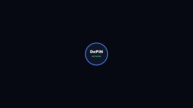 De pin network concept animation: decentralized physical infrastructure protocol visualization for blockchain technology and web3 4k