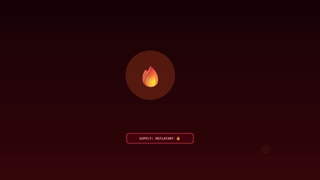 Deflationary token supply animation: cryptocurrency market concept with burning fire and digital finance ui 4k