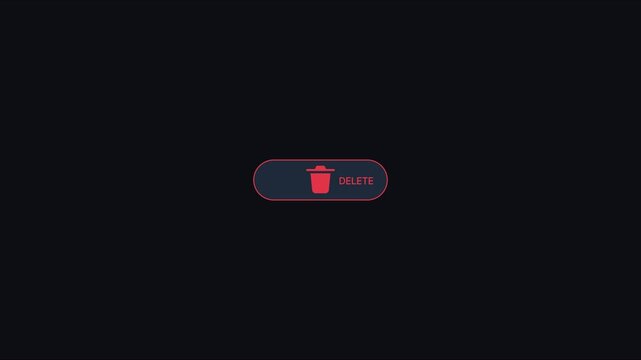 Delete button ui animation with red trash for digital interface 4k