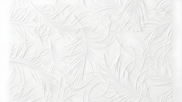 순백의 하얀 깃털들이 겹겹이 쌓여 부드럽고 섬세한 입체감을 자아내는 미니멀 배경 Minimal background where pure white feathers are layered to create a soft and delicate three-dimensional effect