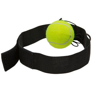 Boxing reflex ball with headband isolated on white background. Fight ball training equipment for reaction, agility and coordination
