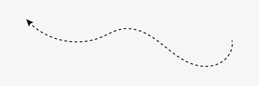 Long dotted arrow icon pointing down in flat style on white isolated background. EPS 10 . vector Illustration. 
