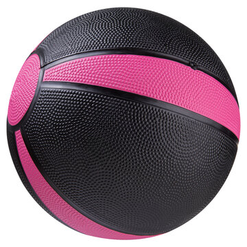 Pink and black medicine ball for women workout and functional training isolated on white background