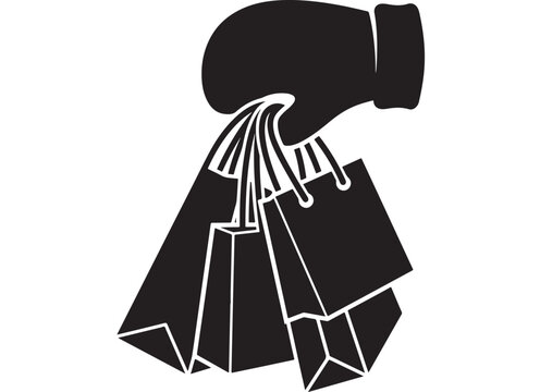 Boxing Glove with Geometric Design Symbolizing Strength and Competition in Black and White Featuring Sport, Fighting, Martial