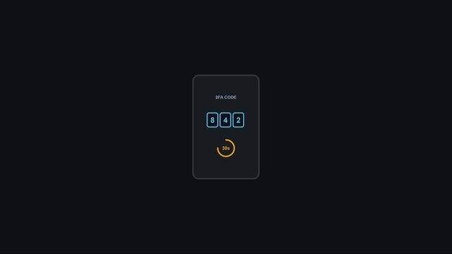 2 fa code verification interface with countdown timer for secure mobile login and two-factor authentication process animation 4k