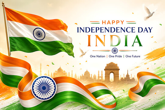 Elegant Indian Independent Independence Day Celebration, Republic Day Indian Flag Template with Clean Blank Space for Editorial Design