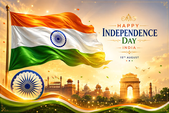 Elegant Indian Independent Independence Day Celebration, Republic Day Indian Flag Template with Clean Blank Space for Editorial Design
