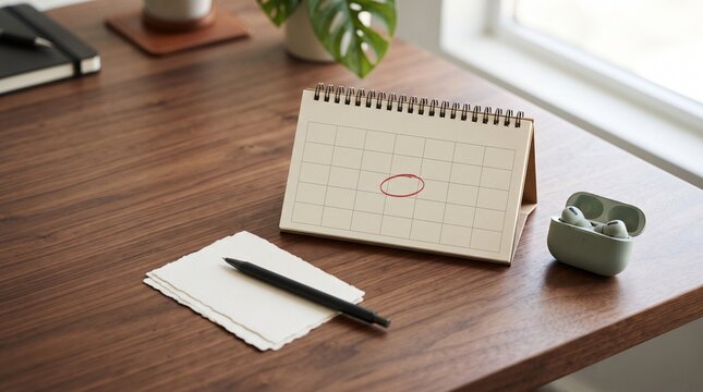 Desk Calendar with Circled Date  Dramatic Lighting