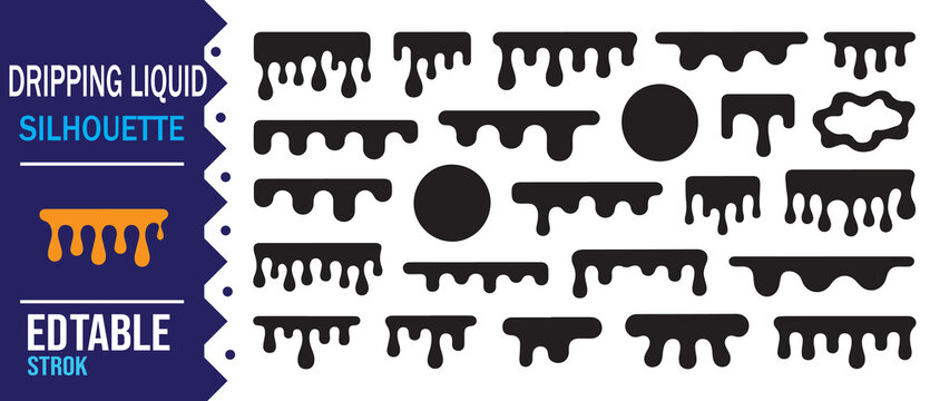 Abstract Flowing Liquid and Paint Drip Silhouette Set