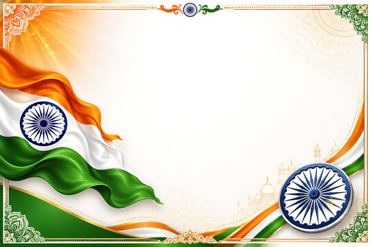 Elegant Indian Independent Independence Day Celebration, Republic Day Indian Flag Template with Clean Blank Space for Editorial Design