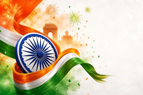 Premium Indian Independent Independence Day Celebration and Republic Day Indian Flag Background with Blank Space for Editorial Use Banner