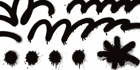 black spray paint graffiti strokes on white background urban art street dripping effect bold lines abstract design artistic expression creative pattern visual texture © Raj