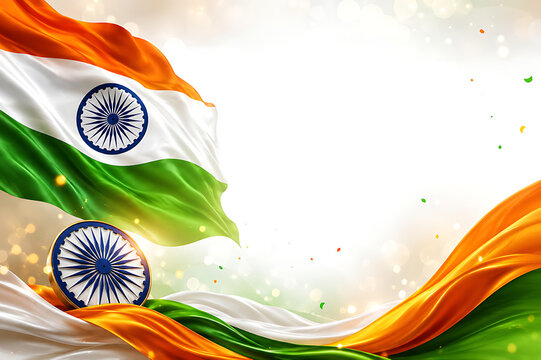 Indian Independence Day Celebration, Independence Day, Republic Day, Indian Flag with Blank Space for Editorial Use Banner and Templates