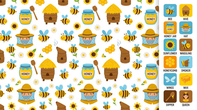 Cute Bee and Beekeeper Pattern