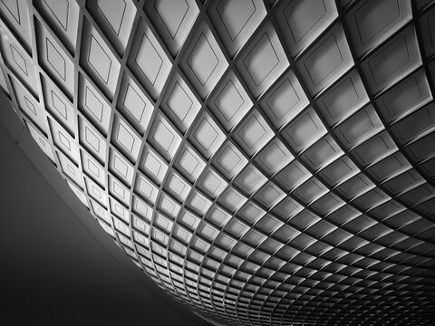Ceiling Curve Geometric pattern Modern building Architecture details Abstract background