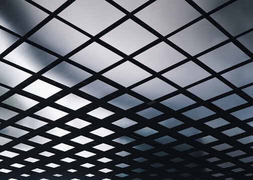 Geometric grid pattern shade lighting Architecture details Futuristic background Technology concept