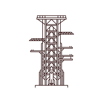 Rocket Launch Pad Structure with Rocket Silhouette - Modern Industrial Design