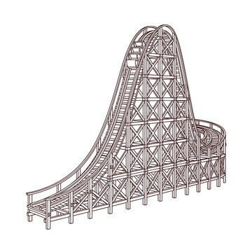 Wooden Roller Coaster - Thrill Ride Attraction