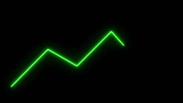 business green line with glowing neon line market recovery concept, growth trend, line graph to up, Successful Trend Visualization green line on transparent background, 4k video