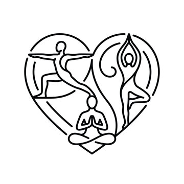 Yoga poses in heart shape design.
