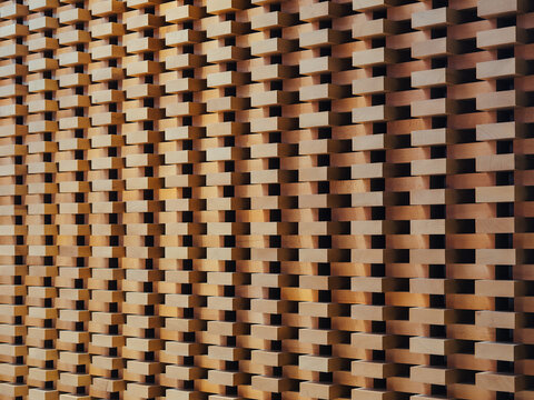 Wooden block pattern Interior wall design Geometric pattern natural monochrome Architecture details