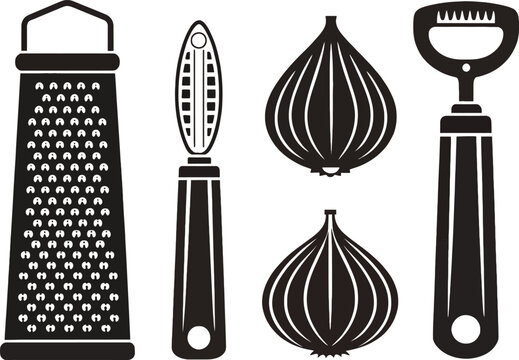 Set of four kitchen graters and zester tools for food prep