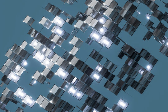 3D Floating Cubes Digital Light Structure