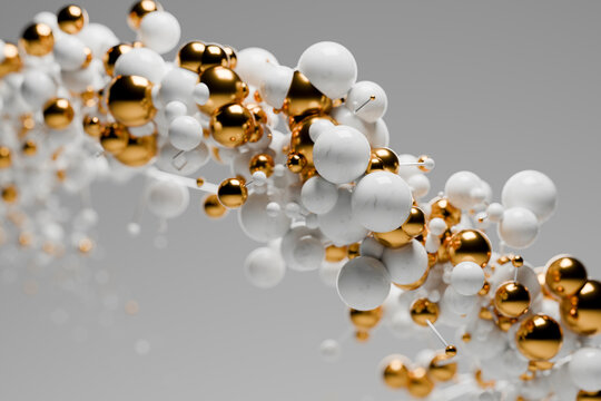 3D White Gold Molecules Genetic Science Network