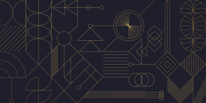 Luxury geometric gold line art and art deco background vector. Abstract geometric frame and elegant art nouveau with delicate. Illustration design for invitation, banner, vip, interior, decoration.