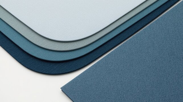 Paper layers in shades of blue create a minimalist composition with rounded corners on a clean white background.