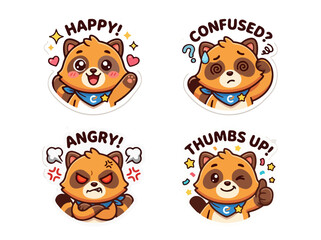 Obraz premium Cute Bear Emoji Emotion Collection with Labels