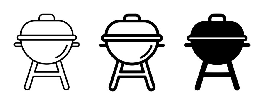 Barbecue Grill Icons, Outdoor Cooking Equipment, Summer Grilling Vector Set
