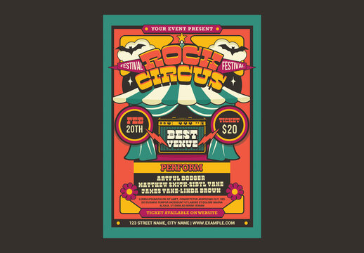 Retro Rock Music Festival Flyer