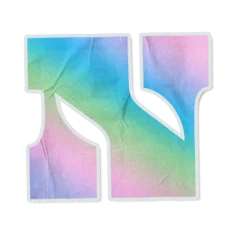 Sticker-like capital N is floating on transparent field, with pastel gradient and textured look © vectorfusionart