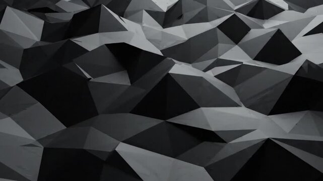 Abstract geometric background with low poly triangular pattern in shades of grey and black