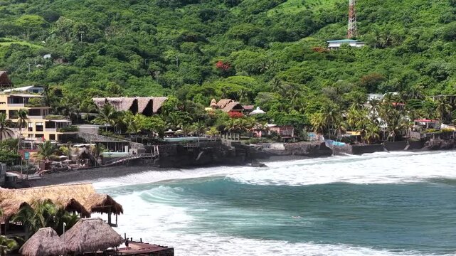 El Zonte Black Sand Beach 4K Drone Footage