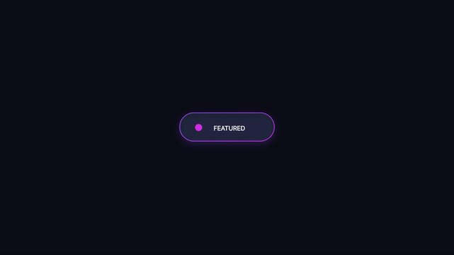 Featured button ui with glowing neon purple animation for modern digital interface 4k user interface