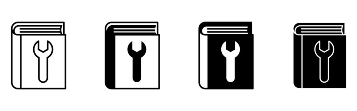Mechanical Repair Manual Book Icon Set.