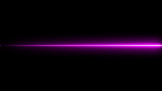 Straight neon lazer line color blue black background