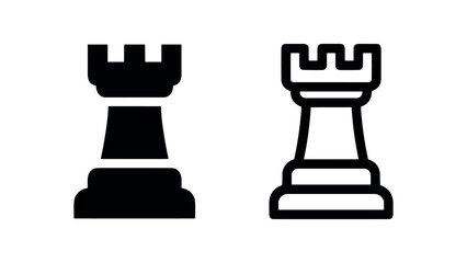 Chess rook icon, representing strategy, game, power, and classic board games. © liubomir118809