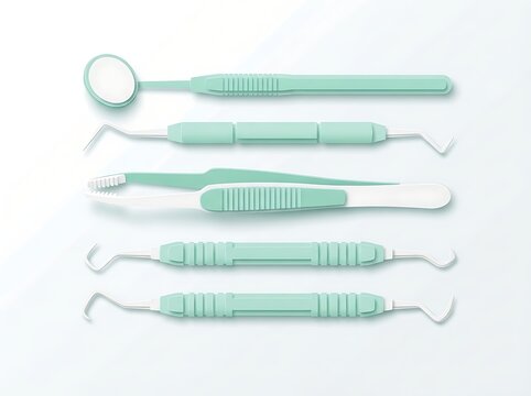 Set of Dental Tools for Oral Hygiene and Care.