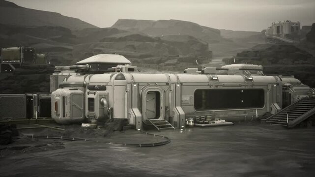 Emergency response space station modules surrounded by scattered debris, emergency seals on airlocks, distress lights reflected on dust, tense survival mood