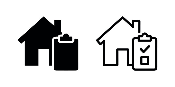 Home inspection icon, house checklist and real estate audit vector
