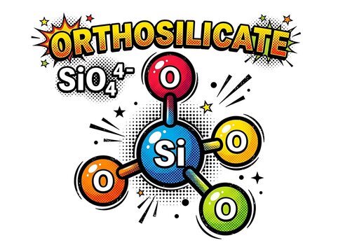 Colorful Illustration of Orthosilicate Chemical Structure.
